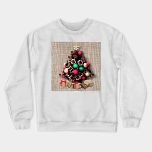 Pine Cone Christmas Tree on Burlap Crewneck Sweatshirt